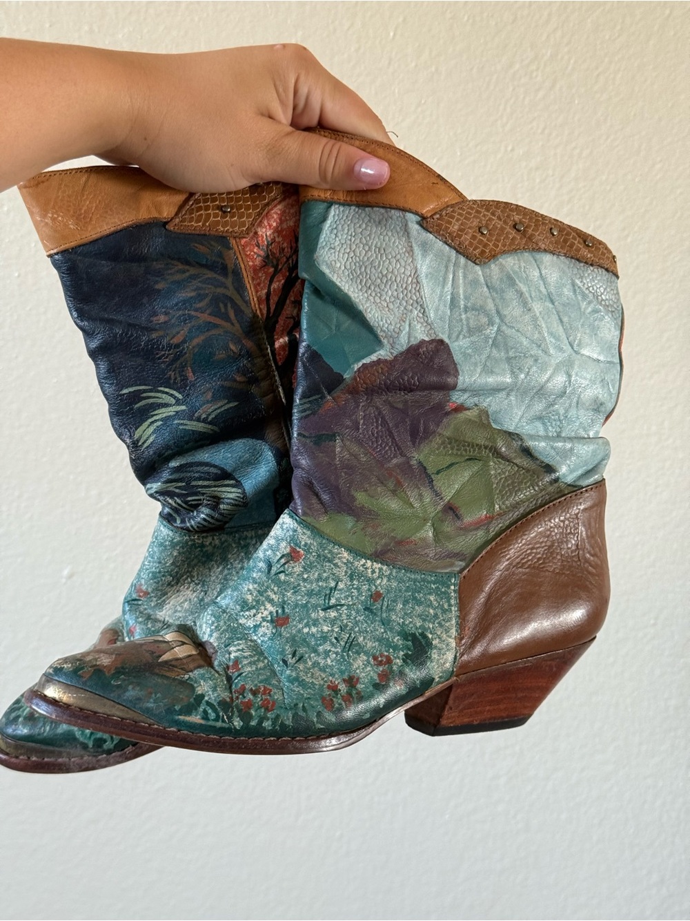Women’s Multi-Color Leather Western Ankle Boots